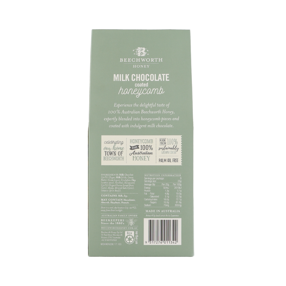 Milk Chocolate Coated Honeycomb 200g - Back