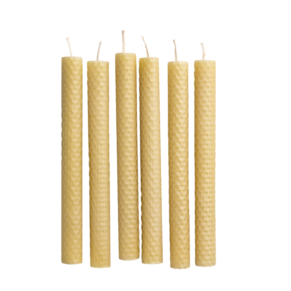 Beechworth Honey Hand Rolled Beeswax Dinner Candles 6 Pack