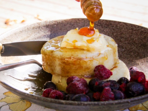 Homemade Crumpets with Almond Honey