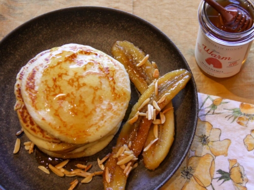 Ricotta Pancakes with Macadamia Honey