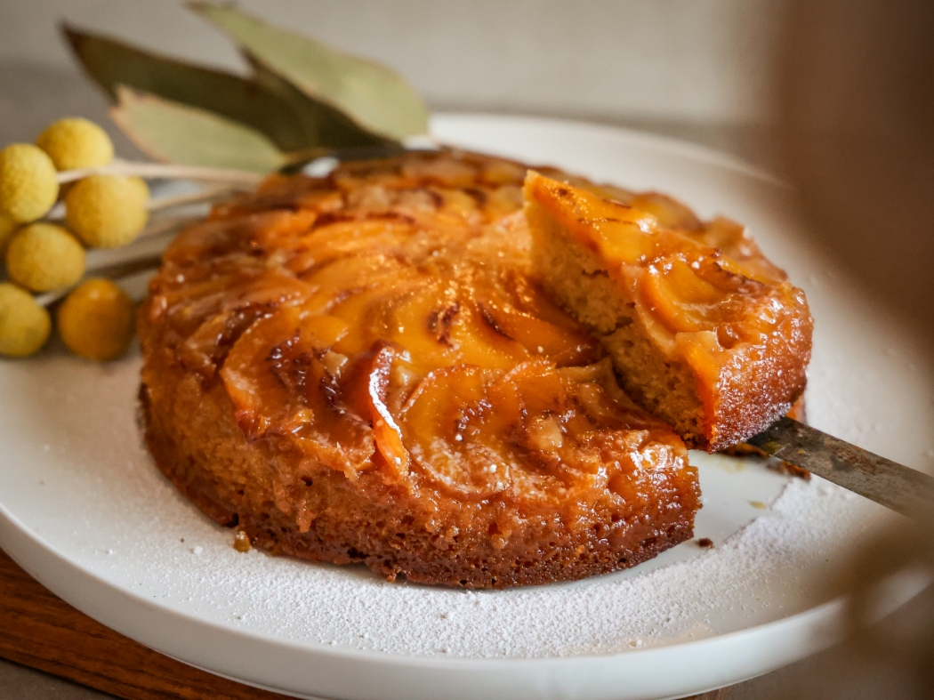 Upside Down Peach & Honey Cake