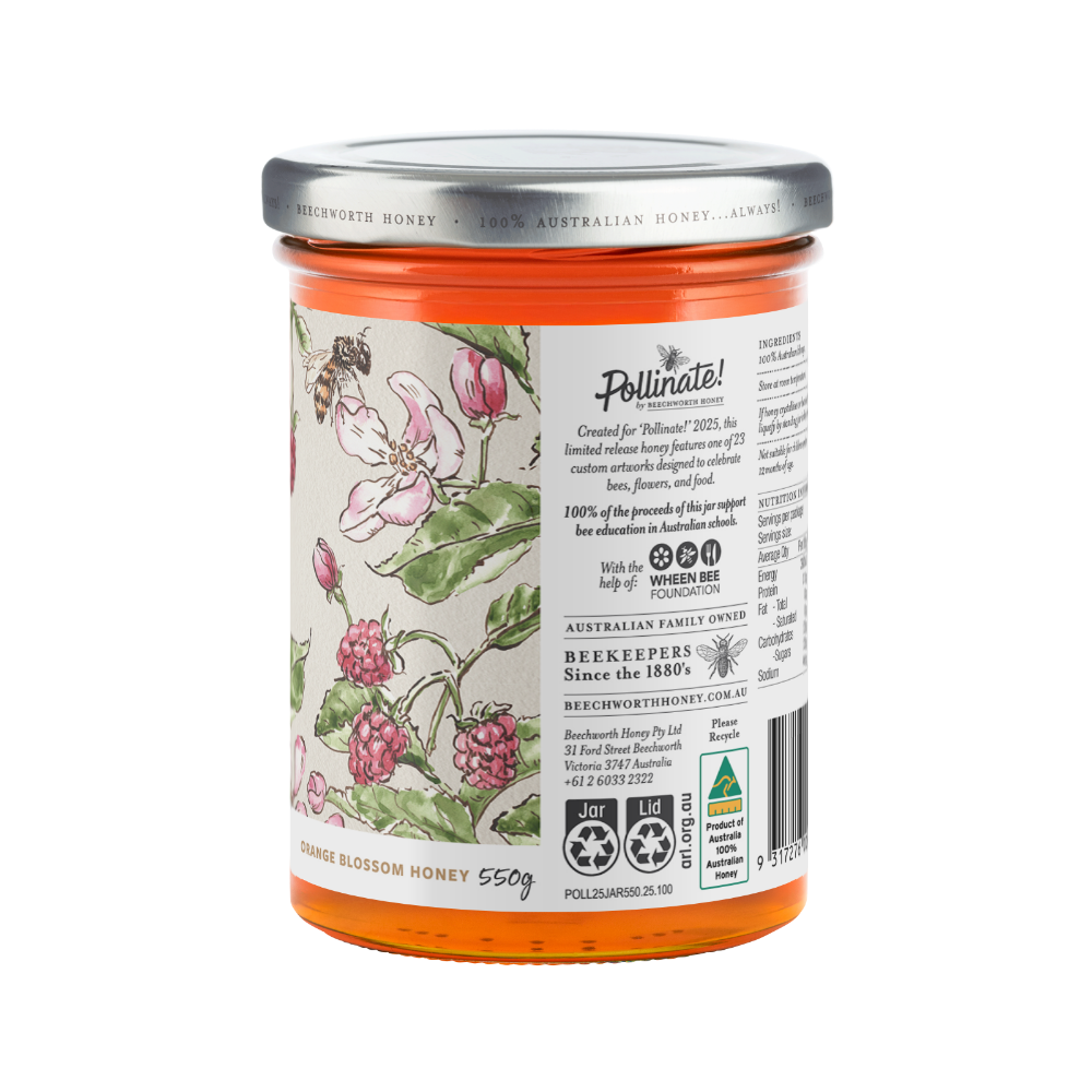 POLL25JAR550-Rachael_Pollinate-Honey-2025_Rachael-Hastings_550g_back