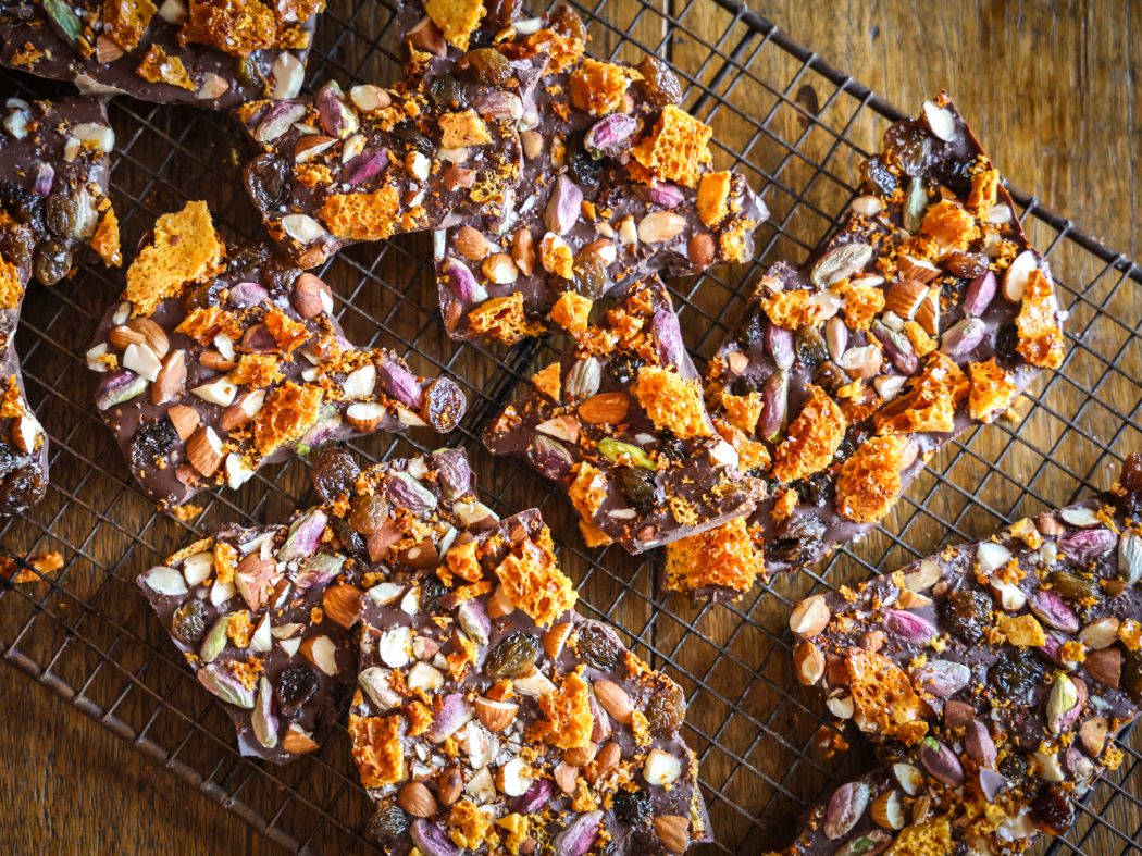 Fruit & Nut Chocolate Bark with Honeycomb