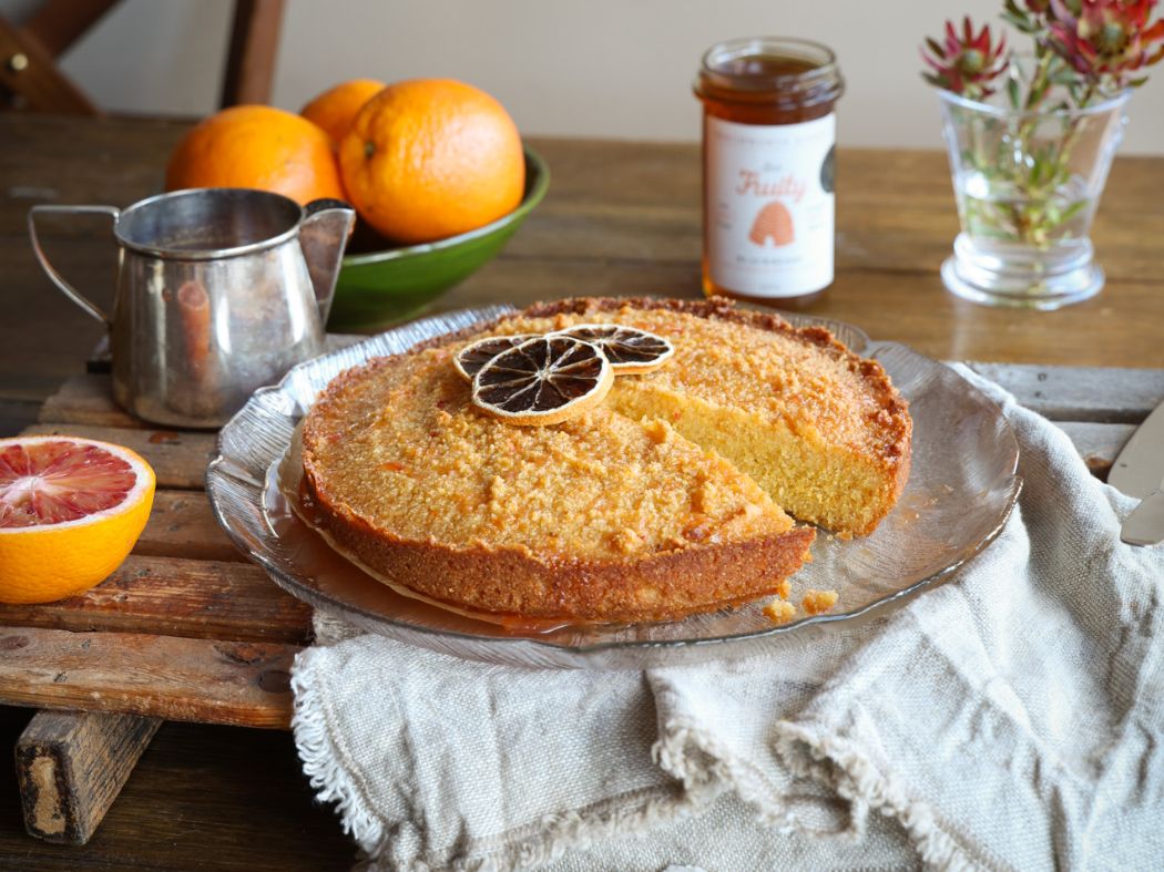 Blackberry Honey and Blood Orange Polenta Cake